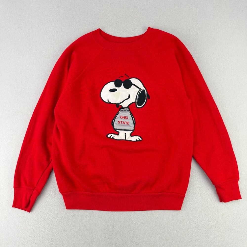 Vintage 70s Ohio State Snoopy Crewneck Sweatshirt Large Red Buckeyes Rare ARTEX